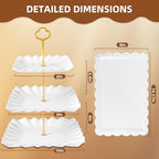 10 Pack Dessert Table Display Set - 4 x Three-Tier Square Cupcake Stands and 6 x Serving Trays, Elegant Tableware for Cakes, Cupcakes, Pastries, and Snacks, Perfect for Parties (Black) - Image 2