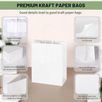 Mlyta 200 Pack 8x4.75x10 Inch Medium White Kraft Paper Gift Bags with Handles Bulk for Goodie, Party Favor Brithday Grocery Shopping Business Wedding Retail Craft Treat To Go Return, Merchandise Sacks - Image 4