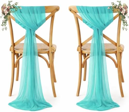 MDS Pack of 50 Chiffon Chair Sashes for Wedding & Event Décor - Teal by MDS