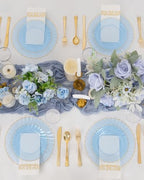 YOUBET 175PCS Clear Blue Scalloped Plastic Plates for Party Wedding - Image 6