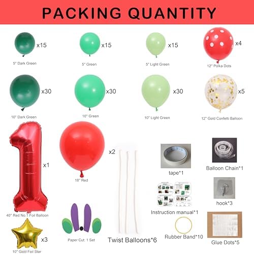 Caterpillar Theme First Birthday Balloon Arch Kit - Kids Hungry Caterpillar Party Balloon Garland Decorations, 150 Pcs Red And Green Balloon Backdrop Arch For Baby Shower - Image 2