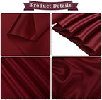 fani Burgundy Satin Chair Straps Bows,60 PCS 7x108 Inch,Chair Sash - Image 2