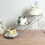 Efavormart 3-Tier Silver Cascading Metal Cake Stand with Round Mirror Trays, Cupcake Holder Dessert Display Stand Tiered Serving Platter - 16"x19" - Image 4