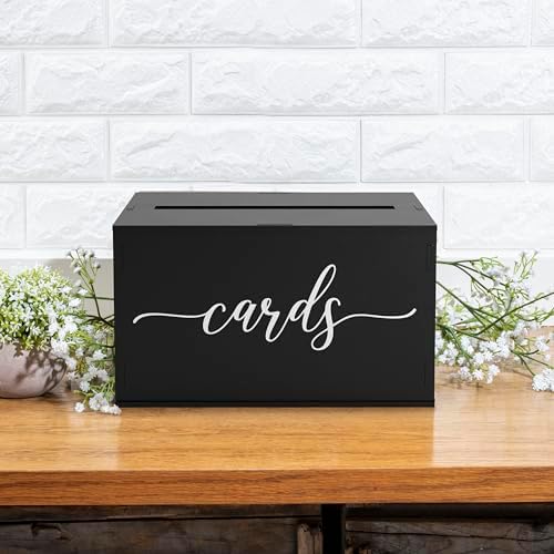 Wooden Wedding Card Box with Slot and Lid | Graduation Card Box for Party 2026 | Grad Gift Money Envelope Holder for Reception, Bridal Shower, Birthday, Retirement | Rustic Keepsake Decorations - Image 3