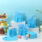 Qilery 50 Pcs Wedding Paper Gift Bags Bulk with Tissue Paper Small Gift Bags with Handle and Tags for Birthday Wedding 4th of July Party Business(Light Blue,4.7 x 2.4 x 3.9'') - Image 6