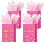 Tinlade 30 Pcs Thank You Gift Bags Small with Tissue,Rose Red by Tinlade