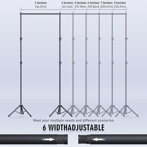 Backdrop Stand Kit - 6 Widths, 10x10ft Adjustable Background Stand for Parties & Studio Photography - Image 3