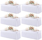 6 Pack White Spandex Tablecloth for 4FT Rectangle Tables, Fitted Stretch Table Cover with Skirt, Wrinkle Free Washable Elastic Table Cloth for 4 Foot Folding Table, Wedding Banquet Baby Shower by Gogoparti