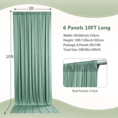 30ft×10ft Wrinkle Free Sage Green Backdrop Curtain for Parties - Image 2