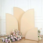 Efavormart Set of 4 Beige Spandex Half Moon Arch Covers, Custom Fit Chiara Backdrop Slipcovers from 2.5ft to 7ft for Tiered Boho Staging and Modern Party Decor by efavormart