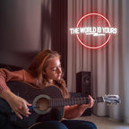 The World Is Yours Neon Sign Carved Planet Adjustable Brightness USB Powered LED Neon Signs for Wall Decor Light Up Signs for Bedroom Classroom Office Man Cave Game Room 41cm*31cm - Image 5
