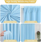 24x10FT Baby Blue Backdrop Curtains for Wedding Parties, Wrinkle Free Polyester Photography Backdrop Drapes for Wedding Baby Shower Birthday Parties Stage Background Stand Decorations 4x10ft,6 Panels - Image 2