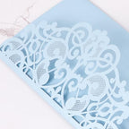 50pcs Dusty Blue Laser Cut Wedding Invitations Card Pocket with Envelope - Image 6