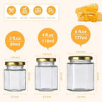 6 oz Honey Jars with Dipper, 30 Pack Hexagon Honey Jar - Image 4