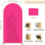 FANPROMS Arch Cover 8FT Hot Pink Spandex Arch Cover Round Top Chiara Backdrop Cover for Arch Stand Fuchsia Arch Cover Backdrop Fabric Garland Arch Frame Cover for Wedding Birthday Decorations - Image 3