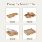 Pack of 10 Bakery Boxes with Window (7.87" x 5.9" x 1.37") - Ideal for Cookie with Window, Pastry and Small Charcuterie, White Leather - Image 4