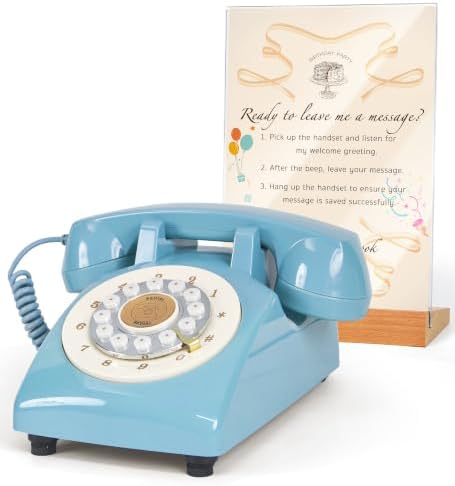 RetroVox Audio Guest Book Wedding Phone Guestbook Guest Audio Message Book, Vintage Style for Wedding Reception, Bridal Shower, Baby Shower（D Blue） by ChooseaFunAudioGuestbookforYourEvent