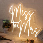 Miss to Mrs Neon Sign,Wedding Neon Sign,Wedding LED Neon Light Home Wall Decor Engagement Party Backdrop Bridal Shower Decoration Engagement Gift Size:20inch - Image 2