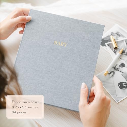 Sugar Paper Baby Keepsake Book, Memory Book from Pregnancy to First Year, Milestone Journal with Pocket Storage, Baby Shower Idea, Gender Neutral Gift, Cloth Hardcover, Rose Linen - Image 3