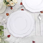 WDF 60pcs Silver Plastic Plates-Baroque White &Silver Plates for Upscale Parties &Wedding-including 30Plastic Dinner Plate 10.25inch, 30 Salad Plate 7.5inch for Baby/Shower/Wedding/Independence Day - Image 3