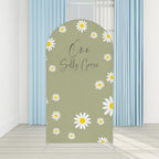 One Silly Goose Arch Backdrop Cover 7.2FT Daisy Flower Green Arch Stand Cover for Baby Shower 1st Birthday Party Decorations - Image 2