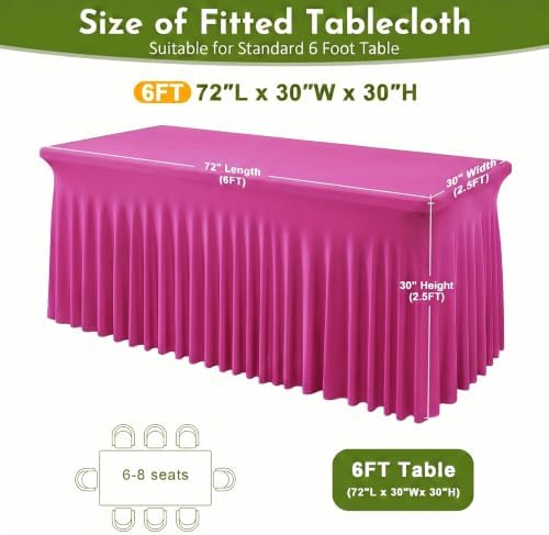 2Pack Spandex Tablecloth for 6FT Rectangle Tables,Table Skirt - Image 3