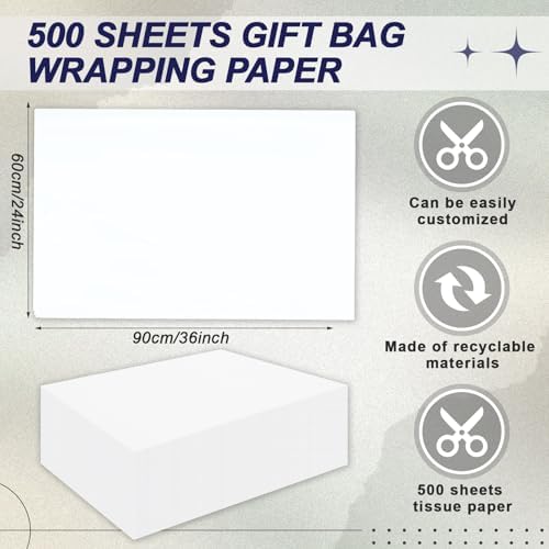 500 Sheets White Tissue Paper Bulk 24 x 36 Inch for Rosh Hashanah Gift Bags - Image 2