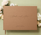 MUUJEE Personalized Guestbook in Bronze Shimmer - Premium Custom Modern Guest Book for Wedding Reception, Birthday Party or Events w/Bookmark Blank Pages for Signing 11.5 x 8.5 inches - Image 2