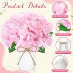 Mimorou 6 Set Floral Table Centerpiece Fake Hydrangea Decor, Pink - Image 4