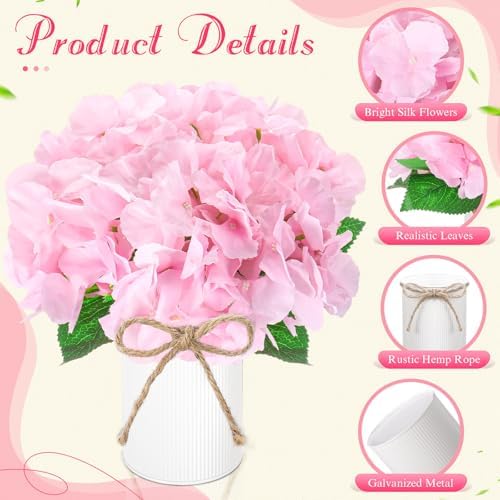 Mimorou 6 Set Floral Table Centerpiece Fake Hydrangea Decor, Pink - Image 4
