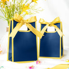 AmazingSpark 50 Pcs Navy Blue Gold Mini Gift Bags Bulk 6.3 x 3.9 x 2.8 Inch Party Favors Elegant Small Gift Bags with Handles and Ribbon Bows for Wedding Birthday Bridal Baby Shower Party Favors - Image 3