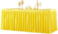 Wish Care Yellow Polyester Table Clothes for 8 Foot Rectangle Tables, Wrinkle Free Fitted Table Cover with Pleated Ruffle Table Skirt for Birthday Party Wedding Trade Show Event Display by WishCare