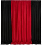 Party Backdrop Curtain 10ftx10ft - Red Black Wrinkle Free Satin Drapes - Image 4