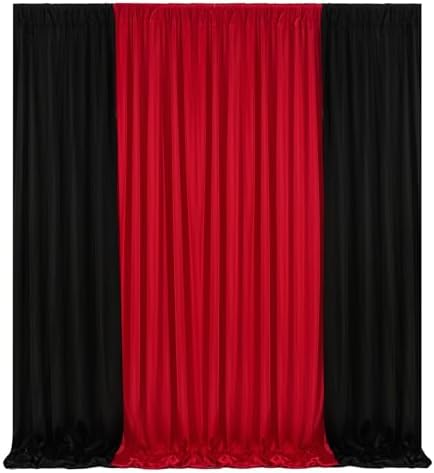 Party Backdrop Curtain 10ftx10ft - Red Black Wrinkle Free Satin Drapes - Image 4