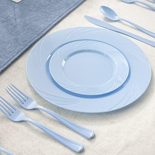 YOUBET 125Pieces Blue Plastic Plates - Blue Baby Shower Plates Disposable - Include 25 Dinner Plate 25 Dessert Plate 25 Forks 25 Knives 25 Spoons for Birthday Party & Baby Shower Gifts - Image 6