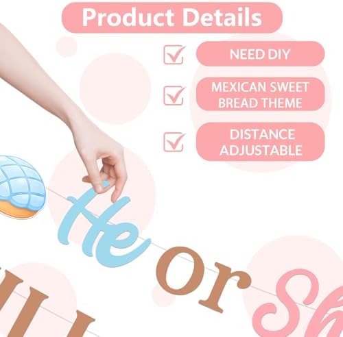 Concha Theme Gender Reveal Party Decorations What Will Baby Concha Be Backdrop Banner Mexican Sweet Bread Concha Honeycomb Centerpieces Cake Topper Hanging Swirls for Baby Shower Party Supplies - Image 6