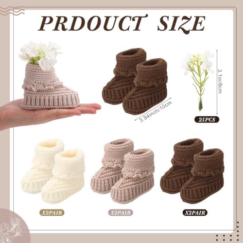 Wesiti Baby Shower Knit Booties Centerpieces, 31 Pcs, Brown, Khaki, Beige - Image 3