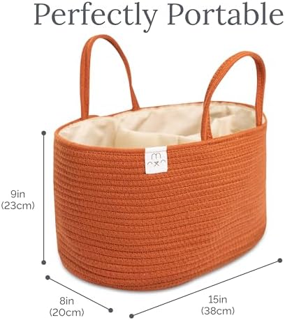 Natemia Diaper Caddy Organizer - Portable Rope Handles & 3 Compartments for Baby Items - Storage Basket for Newborn Essentials - Fits Spectra Breast Pump & Accessories - Registry Must Have (Beige) - Image 6