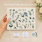 Wedding Guest Book, Embroidered Linen Guest Book Keepsake - Image 6