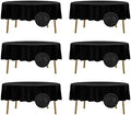 Fokitut 6 Pack Waterproof Round Tablecloth, 90 Inch, Stain Resistant and Wrinkle Polyester Table Cloth, Fabric Table Cover for Kitchen Dining, Wedding, Party, Holiday Dinner-Black by BalsaCircle