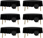 Fokitut 6 Pack Waterproof Round Tablecloth, 90 Inch, Stain Resistant and Wrinkle Polyester Table Cloth, Fabric Table Cover for Kitchen Dining, Wedding, Party, Holiday Dinner-Black by BalsaCircle