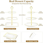 13 Pcs Dessert Display Set, 4 3-Tier Cupcake Stands, 6 Trays & 3 Tongs - Image 3