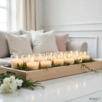 Hosley's 96 Pack of Ivory Unscented Clear Glass Filled Votive Candles - Image 3
