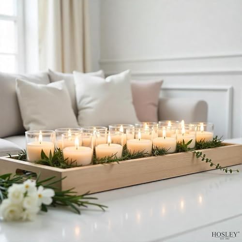 Hosley's 96 Pack of Ivory Unscented Clear Glass Filled Votive Candles - Image 3
