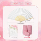 50 Sets Wedding Fan Favors for Guests, White Folding Hand Fans with Thank You Tags and Chiffon Ribbon, Wedding Guest Gifts for Bridal Shower, Baby Shower and Church Events(Pink,Flower) - Image 2