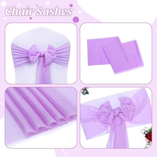 MDS Pack of 100 Chiffon Chair Sashes for Wedding & Event Décor - Orchid - Image 5