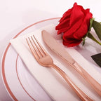 WDF 300 Pieces Rose Gold Plastic Silverware- Disposable Flatware Set - Heavy Duty Plastic Cutlery Includes 100 Forks, 100 Spoons, 100 Knives Perfect for Wedding/Party/Birthday - Image 6