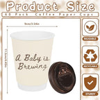 FYSUIMU 60 Sets Baby Shower Coffee Paper Cups with Lids Straws A Baby Is Brewing Disposable Cup Double-Wall Drinking Cups for Pregnancy Announcement Gender Reveal, 13.5oz - Image 2