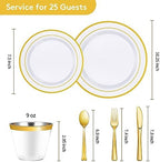 Goodluck 150 Pieces Gold Disposable Plates for 25 Guests - Image 3