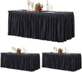 Wish Care 3 Pack Black Polyester Table Clothes for 8 Foot Rectangle Tables, Wrinkle Free Fitted Table Cover with Pleated Ruffle Table Skirt for Birthday Party Wedding Trade Show Event Display by WishCare